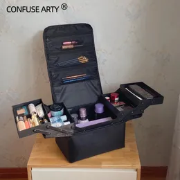 Make-up-Tasche, handgehalten, großes Fassungsvermögen, mehrschichtig, Maniküre, Friseur, Stickerei, Werkzeugset, Kosmetik-Aufbewahrungstasche, Kulturbeutel 240326