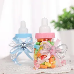 Gift Wrap 12pcs Pink Baby Shower Dragees Candy Box Baptism For Guests Gender Reveal Birth Birthday Girl Boy Born Feeding Bottle