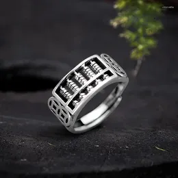 Cluster-Ringe, Buddha-Stein, silberfarben, verdienter Reichtum, Abakus-Perlen für Männer und Frauen, mit reichlich personalisiertem offenen Ring