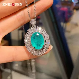 Pendants Charms 12 16mm Paraiba Tourmaline Emerald High Carbon Diamond Pendant Necklace For Women Wedding Party Fine Jewelry Ladies Gift