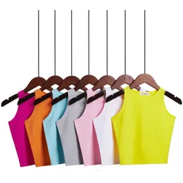 Mode Frauen Sexy Baumwolle Crop Top Bustier Mehrfarbige Ärmellose Gestellte Blusas Weste Tank Leibchen 14 Farben 240401