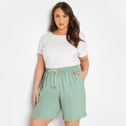 Plus size elástico cordão cintura verão casual curto bolso lateral solto leve esportes shorts grande 6xl 7xl 8xl 240322