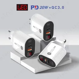 20W Dijital Ekran Hızlı Şarj Cihazı QC3.0 USB Port Stripe Cep Telefon Şarj Cihazları UK İNGİSİ İLE İNGİLTERİ İÇİN Cep Telefonu için Ek Şahin