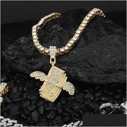 Pendant Necklaces Excited Zircon Statement Dollar Sign Tennis Chain Necklace Choker For Women Crystal Rhinestone Jewelrypendant Drop D Dh3Ry