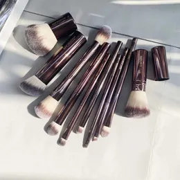 2024 Beauty tool High Quality Hourglass Makeup Brushes Set - 10-pcs Powder Blush Eyeshadow Crease Concealer eyeLiner Smudger Dark-Bronze Metal Handle Cosmetics Tools