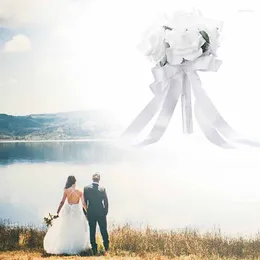 Fiori decorativi Mazzo a mano da sposa con fiore artificiale in seta rosa bouquet decorazione per damigella d'onore