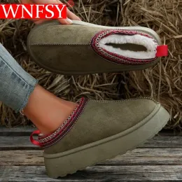 Stövlar wnfsy kvinnor stövlar vinter retro kvinnor snö varm mocka läder antislip loafers stövlar stor storlek kvinnlig platt bottin botas mujer