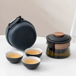 Zen Teapot and Tea Cup Set Kit家庭用旅行ティーウェアアウトドアポータブルバッグチャイニーズサプライ1ボウル3 240328