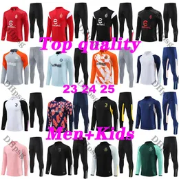 새로운 2023 24 IININT MILANS AAC Milans Football Tracksuit Training Suit Ibrahimovic Lautaro Soccer Tracksuits 재킷 생존 남성 및 어린이 키트 스포츠웨어 Chandal