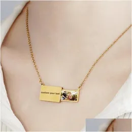 Collane con ciondolo Collana con busta personalizzata Pl-Out Gioielli da donna Personalizzati in acciaio inossidabile con incisione Po Medaglione Coppie Regalo Drop Deli Dhb4H