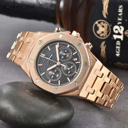 Audemar Watch Wristwatches 남자 레이디 시계 클래식 손목 시계 품질 쿼츠 운동 현대 스포츠 시계 자동 날짜 41mm 크로노 그래프 시계 Bracele 8577