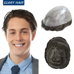 Tupees Toupees Gloryhair I Plem Skin Men's Capilares Prostese 0,120,14 mm Partes únicas homens humanos indianos Towuee Hair Frete grátis macho