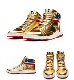 Donald Trump Gold High Top Sneakers Runneer Shoes Strendy Lace-Up Party Men's Shoe Shoe Men Women Runner Sneakers Yakuda Sports Outdoors Outdoor Shoes Dhgate