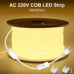 Cordas de LED 1-50M Luzes de Tira 220V COB UE Plug IP67 À Prova D 'Água Jardim Ao Ar Livre YQ240401