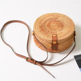 Shoulder Bags SUNNY BEACH Summer Women Handmade Round Bamboo Handbags Rattan Circle Box Bali Bohemian Knitting Straw Bag