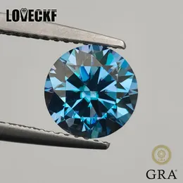 Saphirblau gefärbter loser Stein 8 Herzpfeile VVS1 Ausgezeichneter runder Diamantschliff mit GRA-Bericht für Schmuck 240327