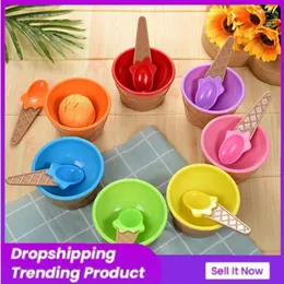 Spoons Ice Cream Bowl Spoon Reusable Kids Cake Plastic Scoop Tableware Great For Party Cute Tasting