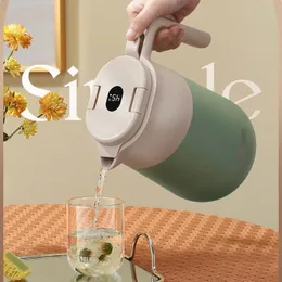 Luxo grande capacidade isolado balão chaleira portátil doméstico frascos de vácuo garrafa térmica pote garrafa de água com display digital 240325