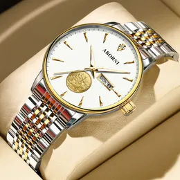 ABORNI Asia Platini Smooth Sail Business Men's Dual Calendar Fashion Room Gold Quartz Watch