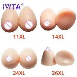 母乳パッドIVITA 100％フルシリコーン胸肉は、クロスドレスのためのリアルなシリコーン偽の偽の胸4サイズの選択肢のおっぱい240330