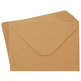 Opakowanie prezentów 50/100pcs Kraft Paper Invitation Zaproszenie na ogłoszenia Baby Shower Party Cards Karta imprezowa V-flap brąz