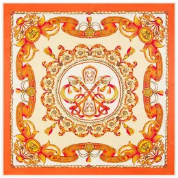 130 cm 100% Twill Silk Square Scarf Women Flower Print Foulard Head Scarves Wraps Neckerchief Office Lady Bandana Sjaal 240314