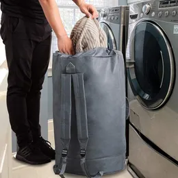 Sacos de lavanderia saco mochila viagem de grandes dimensões com alças de ombro ajustável e expansível design meia cesta para