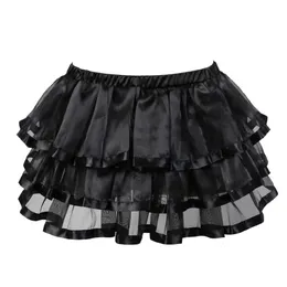 Women Multilayer Sexy Striped Mini Pleated Skirt Showgirl Party Mesh Tulle Dance Tutu Skirts Match Corset Plus Size S6XL 240401