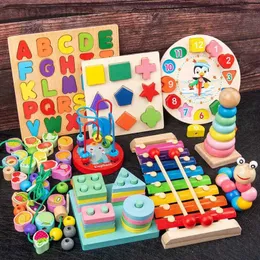 Block Montessori Träleksaker Tidiga utbildningsbarn Toy Puzzles Game for Children Sensory Blocks 1 2 3 år Baby Toys Jouet Enfant 240401