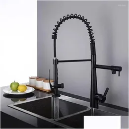 Kitchen Faucets Tuqiu Faucet Matte Black Sink Mixer Tap 360 Degree Rotation Spring Taps Pl Down Drop Delivery Home Garden Showers Accs Dh5Gl