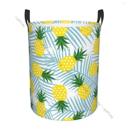 Sacchetti per la biancheria Cesto per il bagno Ananas giallo con triangoli Cesto pieghevole per frutta geometrica Organizzatore di vestiti