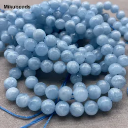 Jóias atacado natural 6mm 8mm aa + aquamarine suave redondo contas soltas para fazer jóias diy pulseiras colar frete grátis