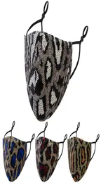 Cekiny Leopard twarz w usta brokat maska ​​antidust kobieta mężczyźni dorosły seks unisex moda wielokrotnego użytku błyszcząca maska ​​do mycia rowerowego Ne4555114