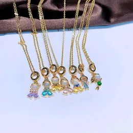 Anhänger-Halsketten MIGGA Neue märchenhafte kleine Zirkon-Prinzessin-Anhänger-Halskette mit goldener verstellbarer KetteL2404