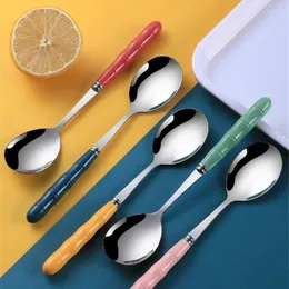 Coffee Scoops 1-10PCS Stainless Steel Spoon Fork With Bamboo Joint Shape Handle Household Dessert Ice Cream Teaspoon Fruit Snack