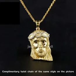 남성용 힙합 펜던트 다이아몬드 목걸이를위한 상감 캐릭터 얼굴 목걸이 보석 Moissanite Diamond Gold Cuban Link Chain