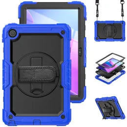 Capa armadura à prova de choque para Lenovo Xiaoxin Pad 10,6 TB125FU TB128XU/FU M10 Plus Alça de mão de 10,6" Capa de suporte giratória 360 com filme protetor de tela + alça de ombro