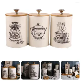 Storage Bottles 3 Pcs Ceramic Pot Tank Candy Jar With Lid Food Containers Galvanized Iron Kitchen