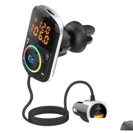 Kit per auto Bluetooth Bc70 Bc71 Kit Trasmettitore Fm V5.0 Adattatore radio wireless Lettore musicale Mp3 Qc3.0 Usb Type-C Pd Ricarica rapida Drop De Otqjt