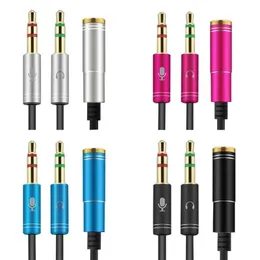 30cm Two Male and One Female 3.5mm Headset Microphone Combo Mobile Phone Headset Connected To Computer Notebook Audio Cable