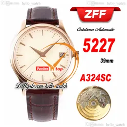 ZFF 39mm V3 Calatrava 39mm 5227R-001 Cal.324SC Automatic Mens Watch Silver Dial Stick Marker Rose Gold Case Brown Leather Strap New Hello_Watch E211A