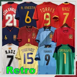 Final 1994 1996 1998 Espanha Retro Jersey RAUL XAVI Hierro LUIS Iniesta PUYOL ENSRIQUE ALONSO Caminero PIQUE David Villa TORRES 08 12 02 Guardiola Guerrero