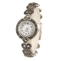 Wristwatches 2024 Fashion Bohemian Love Watch Designer Promotion Tibetan Silver Bangles 26%Crystal Bracelet Wristwatch For Women Watches