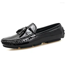 Dress Shoes Bright Leather Handmade Tassels Loafers For Men Boys Brand Casual Bean Driving Party Footwear Slip On Male Moccasins