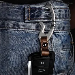 Hooks Titanium Alloy Keychain Multifunctional Car Key Bag Pendant Crowbar Bottle Opener Tool Durable Easy Install
