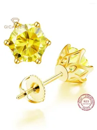 Studörhängen Gica Gema Moissanite för kvinnor solid 925 Sterling Silver Heart Prong 0,5-2ct Lab Diamond Sparkling Wedding Jewelry Gift