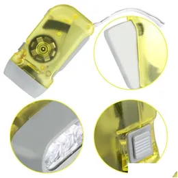 파티 선호 LED 손을 압박하는 Dynamo Crank Power Wind Up Flashlight Torch Light Press Cam Lamp Outdoor Home Drop Delivery Garden F Dhuxm