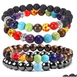 Frisado 7 Chakras Pulseira Pedra Natural Buda Mala Handmade Tibetano Budista Contas de Oração Difusor Pulseira Para Yoga Homens e Mulheres Drop Oty7I