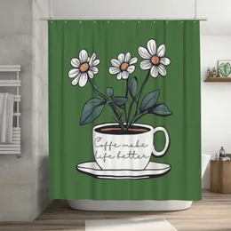 Cortinas de chuveiro café tornam a vida melhor cortina 72x72in com ganchos padrão personalizado proteção de privacidade