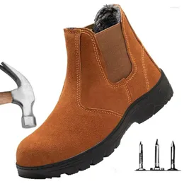 Boots vinterarbetsförsäkringskor kallt bevisade herrar plus sammet hög topp non-slip steel toe cap anti-smashing anti-piercing arbete